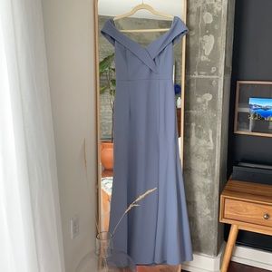 Song of Love Blue Grey Off-the-Shoulder Maxi Dress